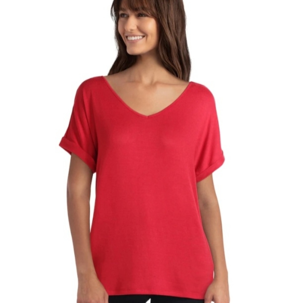 NWT Isaac Mizrahi Knit Top Roll Sleeve